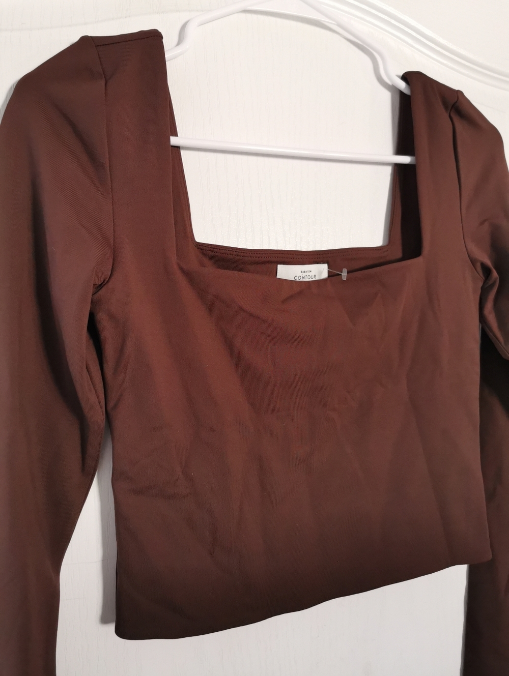 Aritzia Babaton Contour squareneck longsleeve size M, chocolate. - Picture 8 of 12